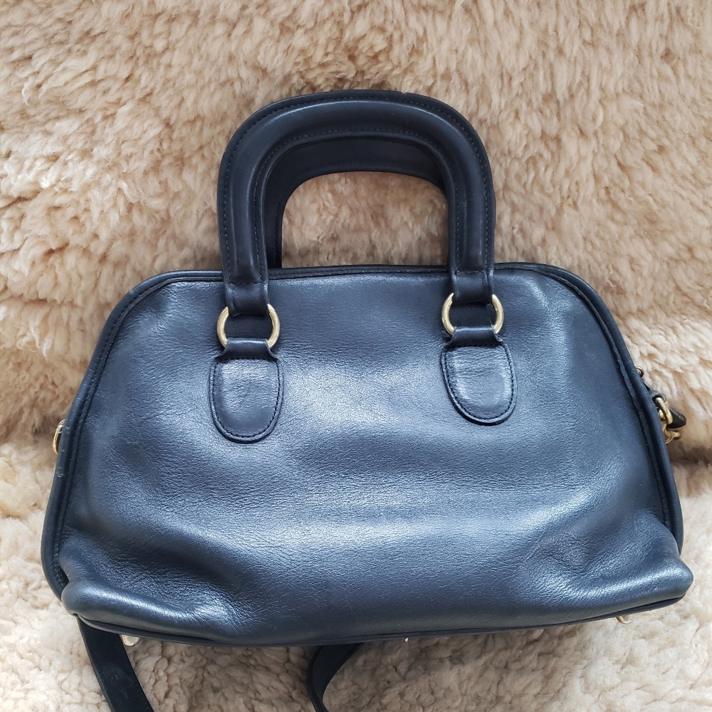 Vintage Coach, Glove Tanned Leather, Baxter Satchel, In Dark Navy